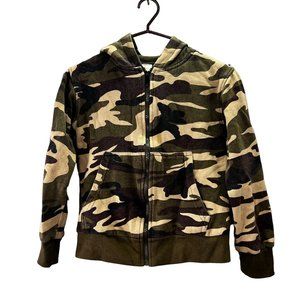 Open Trails Camouflage Camo Hoodie size S 6-7 Boys Thermal Lined Green Zip Front
